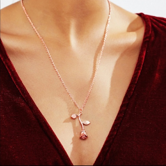 Rose Gold Rose Pendant Necklace - Picture 2 of 2